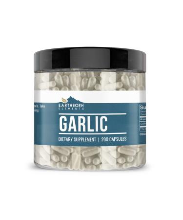 Earthborn Elements Garlic 200 Capsules Pure & Undiluted No Additives 200 Count (Pack of 1)