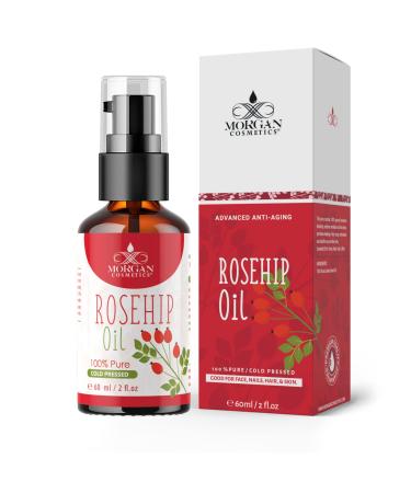 Morgan Cosmetics Organic Rosehip Seed Oil Rose Oil for Face - Rosehip Seed Oil Organic Cold Pressed Rose Essential Oils for Acne Scars (2 fl. Oz (60 ml)