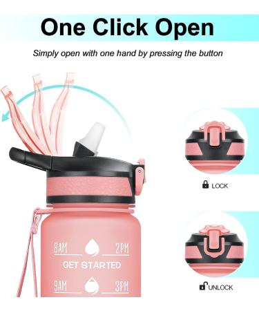 ELYPHINE 32/24 oz Water Bottle with Removable Straw & Time Marker | BPA Free Tritan | Leakproof | Motivational Sports Jug - Veiled Rose - Buy Online on GoSupps.com