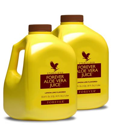 2 Bottles of 1 Liter Aloe Vera Juice. Forever Living Lemon-Lime Flavored Aloe Juice. Pure Aloe Vera Juice Made with Pure Aloe Vera Plant 33.8 Fl Oz (Pack of 2)