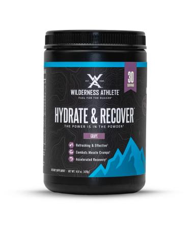Wilderness Athlete - Hydrate & Recover | Liquid Hydration Powder Electrolyte Drink Mix - Recover Faster with Bcaas - Hydrate Powder with 1000mg of Vitamin C - 30 Serving Tub (Grape)