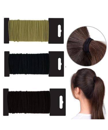 150 Snag Free Thin Elastic Hair Bands Bobbles Band School Ponytail Black Brown Blonde