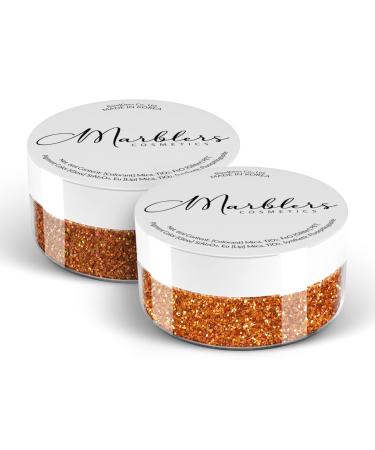 MARBLERS Cosmetic Grade Fine Glitter Duo Copper & Holo Burnt Orange 0.36oz (10g) | Non-Toxic | Vegan | Cruelty-Free | Eyeshadow Nail Polish Nail Art | Festival Rave & Party Makeup | Body & Face Fine Glitter 10g Duo Copper & Orange