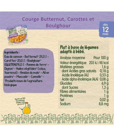 Bl dina - Les R coltes Bio - 8 organic baby dishes - Organic Bl dina meals for lunch and evening - From 12 months - 6 recipes - Buy Online on GoSupps.com