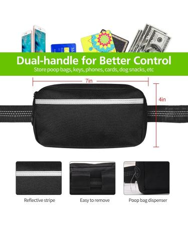 Hands Free Dog Lead for Running Walking Training Hiking Dual-Handle Shock Absorbing Reflective Bungee Adjustable Waist Belt and Pouch Ideal for Medium to Large Dogs(Black/Green) - Buy Online on GoSupps.com
