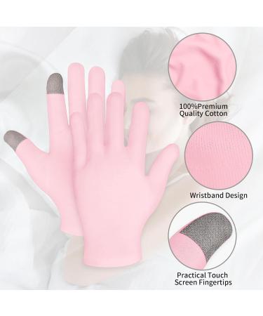 Sibba 2 Pairs Moisturizing Gloves Overnight Touch Screen Gloves White Cotton Gloves for Dry Hands Eczema Hand Spa Treatment Gloves for Repair Rough Cracked Dry Chapped Hands Skin Inspection Gloves Pink 2 Pairs - Buy Online on GoSupps.com