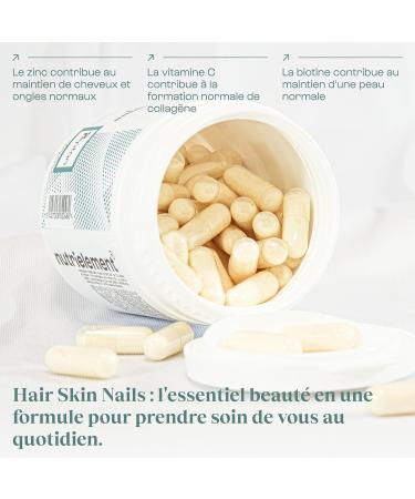 Nutrielement - Hair Skin Nails - 90 capsules - MSM Keratin Zinc Vitamin C Selenium Biotin - Food supplement for hair - Buy Online on GoSupps.com