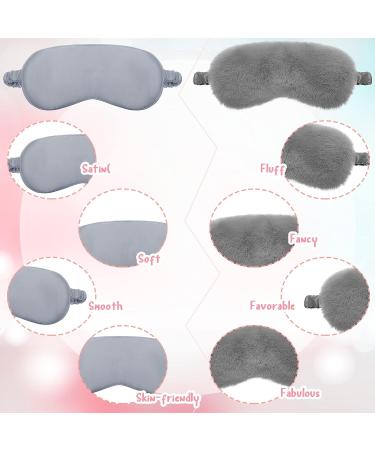 12 Pcs Sleeping Mask Set - Plush and Silk Eye Covers for Sleepover - Adjustable Blindfolds for Men and Women - Light Color - Buy Online on GoSupps.com