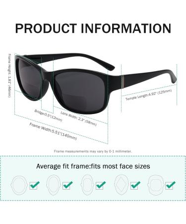 Eyekepper +3.50 Sun Readers | Round Bifocal Sunglasses | Black Plastic Frame for International Shipping - Buy Online on GoSupps.com