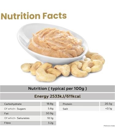 Zeina Cashew Butter (1Kg) - Roasted Smooth Cashew Nut Butter with Source of Protein Vegan Approved and Gluten-Free for Healthy Snacks Home Cooking and Baking - Buy Online on GoSupps.com