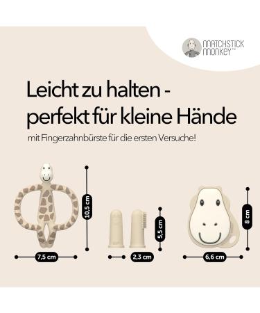 Matchstick Monkey Teething Ring Starter Set 3 Pieces - Baby Teething Aids - for Sore Gums - Silicone - BPA Free - Teether Animal Motif Teether Face Finger Toothbrushes - Gigi Giraffe - Buy Online on GoSupps.com