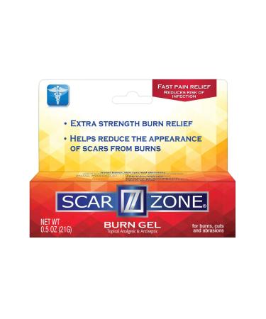 Scar Zone Burn Pain Relief Gel - Extra Strength Topical Analgesic, Treats Minor Cuts, Burns and Abrasions - (0.5 oz, Pack of 1)