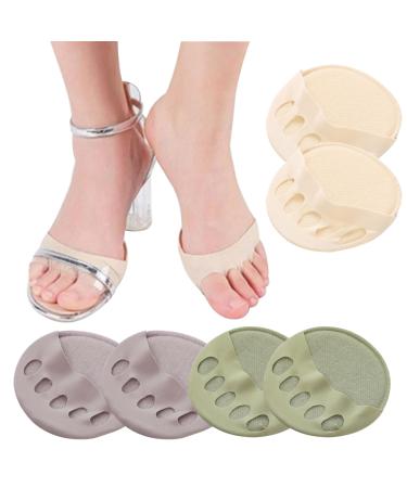 Forefoot Pads Honeycomb Fabric High Heel Toes Pad Five Toe Pad Sock for Women Summer 3 Pairs Skin Green Purple 3 Pairs Skin Green Purple