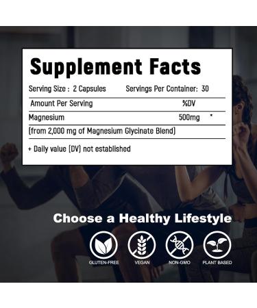 Laicuherb Magnesium Capsules for Bone and Muscle Health, 500 mg Magnesium Supplement, 60 Count, Vegetarian Capsules - Buy Online on GoSupps.com