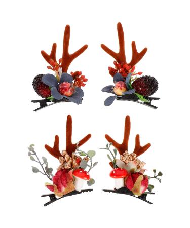 2 Pairs Antler Hair Clip Christmas Hair Clips Hair Accessories The Hair Barrettes Christmas Barrette Elk Hair Clip Berry Hairpin Antlers Hair Clips Aldult Deer Ear Miss