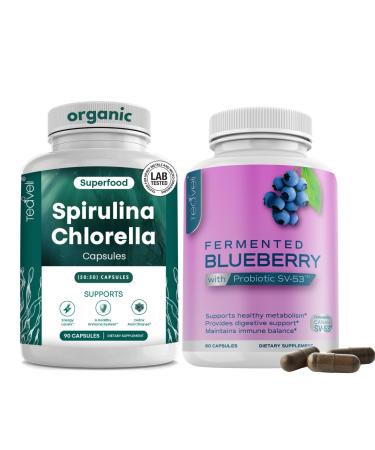 Teaveli Spirulina Chlorella and Blueberry Capsules