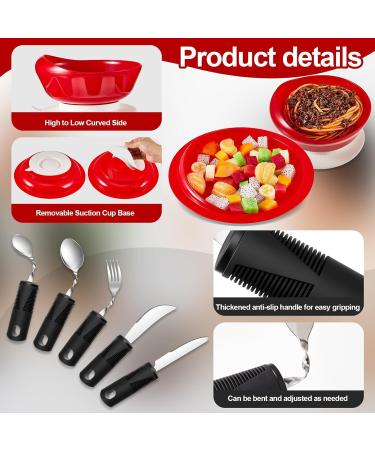 Spill Proof Scoop Bowl and Plate Adaptive Utensils Non Slip Bendable Cutlery Set for Elderly Disabled People(1 Set) - Buy Online on GoSupps.com
