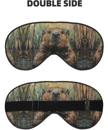 SSIMOO Beaver Print Double-Sided Eye Mask - Soft Light Blocking Sleep Mask for Enhanced Quality Sleep - Black - Buy Online on GoSupps.com