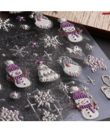 JMEOWIO 3D Embossed Christmas Nail Art Stickers Decals Self-Adhesive 5D Snowman Snowflake Winter Holiday Nail Supplies Nail Art Design Decoration Accessories 4 Sheets - Buy Online on GoSupps.com