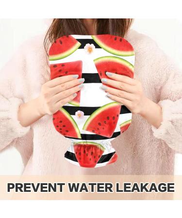 Naanle Stripes Flower Watermelon Heat Bottle 2L - Large Transparent Hot Water Bottle with Cover for Pain Relief Bed Warmer & Cold Therapy - Buy Online on GoSupps.com