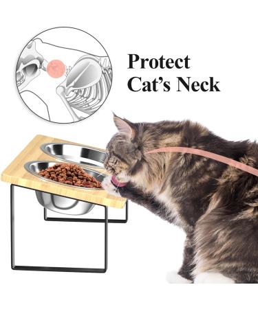 Elevated Cat Bowls with Stand: Tiltable Raised Feeding Station for Cats with 2 Stainless Steel Bowls Black - Buy Online on GoSupps.com