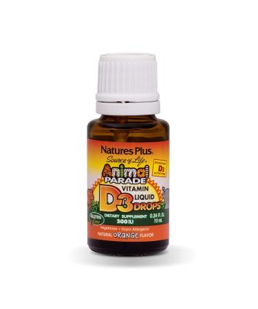 Nature's Plus Source of Life Animal Parade Vitamin D3 Liquid Drops Natural Orange Flavor 200 IU 0.34 fl oz (10 ml)