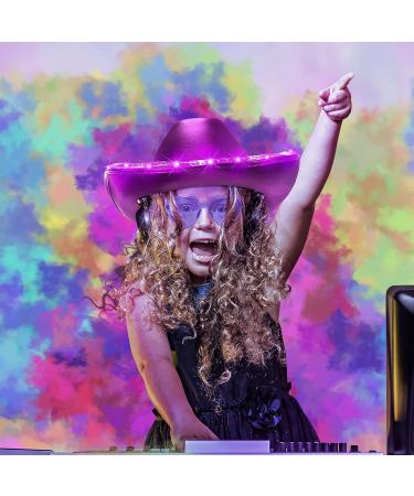 8-Piece LED Cowboy Hat and Heart Sunglasses Set for Women and Girls - Sparkly Purple Space Cowgirl Halloween Costume - Buy Online on GoSupps.com