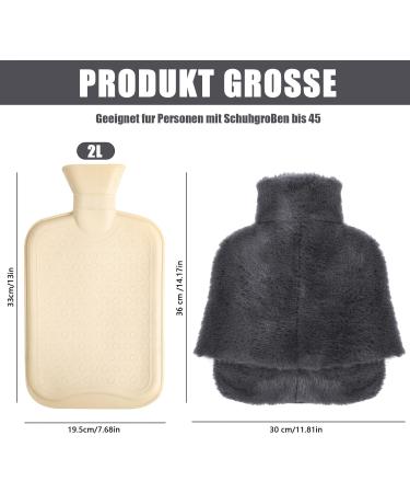 Electricity-Free Foot Warmer | 2L Large Hot Water Bottle for Feet | 2-in-1 Gray Cover - Ideal for Adults & Children - Buy Online on GoSupps.com