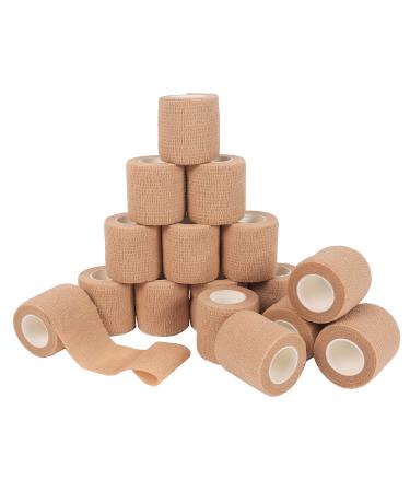 ?16-Pack? 2”x 5 Yards Self Adhesive Bandage Wrap, Breathable Vet Wrap Cohesive Bandage First Aid for Pets, Flesh-Colored Athletic Elastic Self Adherent Wrap for Sports Injury(Beige)