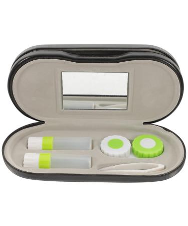 Lens Case and Glasses Case with Built-in Mirror Tweezer and Solution Bottle - 2-in-1 Eyeglass and Lens Case Double Layer Portable Lens Box for Home Travel
