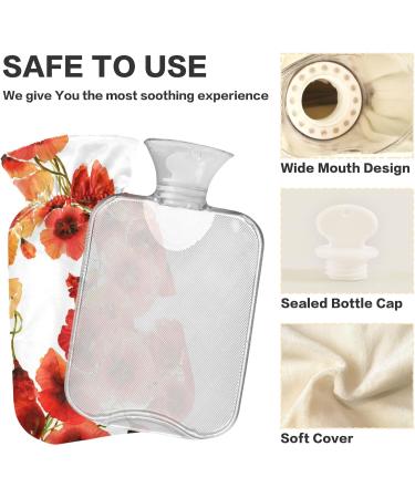 NAANLE Watercolor Poppy Seed Flowers Heat Bottle - 1L Hot Water Bottle for Back Pain Relief & Cold Therapy - Buy Online on GoSupps.com