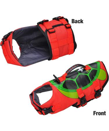 Dog Life Jacket - Adjustable Size with Handle for Swimming & Boating | Turtle Style (S) - Buy Online on GoSupps.com