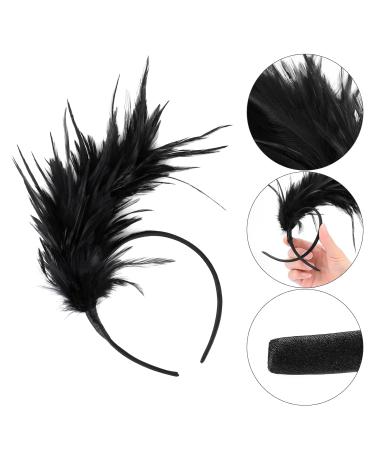 MWoot 20s Black Feather Headband | Vintage Fascinator Hair Accessory for Weddings & Parties - Buy Online on GoSupps.com