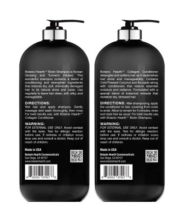 Botanic Hearth Biotin Shampoo and Conditioner Bundle - Hair Loss Solution with Collagen, Ginseng, Turmeric, Avocado & Coconut - 16 fl oz x 2 - Buy Online on GoSupps.com