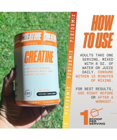 PERFORMIX - Creatine Monohydrate - 5000 mg Per Serving (5g) - Pre Workout - Increase Muscle Mass Improve Strength & Reduce Fatigue - Creatine Monohydrate Powder - Unflavored - 80 Servings - 400g - Buy Online on GoSupps.com