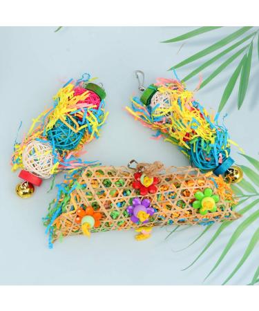 Mipcase 6 Pcs Wood Toys Wooden Toys Robot Toys Parrot Toys Bells Bird Chewing Tool Foraging Toy Set Conical - Buy Online on GoSupps.com