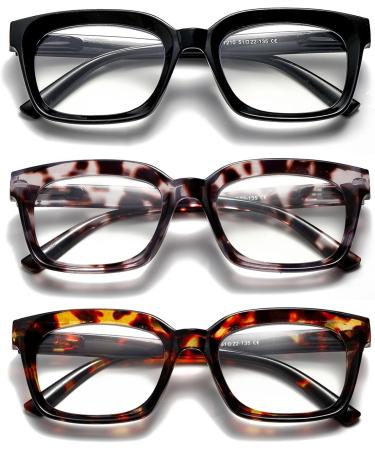 3 Pack Oversized Square Reading Glasses for Women - Blue Light Blocking +1.5 Diopter Spring Hinge Computer Readers - Stylish & High-End - Buy Online on GoSupps.com