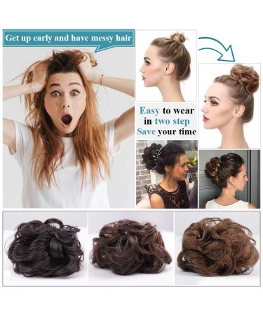 DeeThens Messy Bun Hairpiece for Women - Wavy Curly Scrunchies Claw Clip in Darkest Brown - Buy Online on GoSupps.com