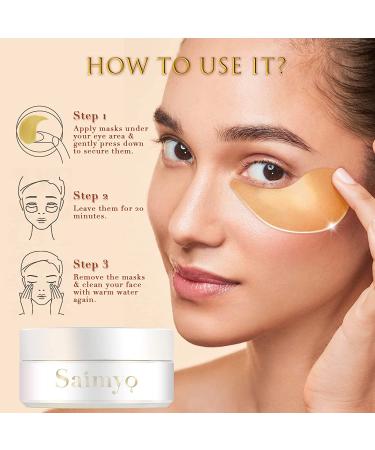 Saimyo 24K GOLD Eye Mask 60 Pcs - Amino Acid & Collagen Under Eye Mask for Dark Circles, Puffiness, Face Care - Beauty & Personal Care - Buy Online on GoSupps.com