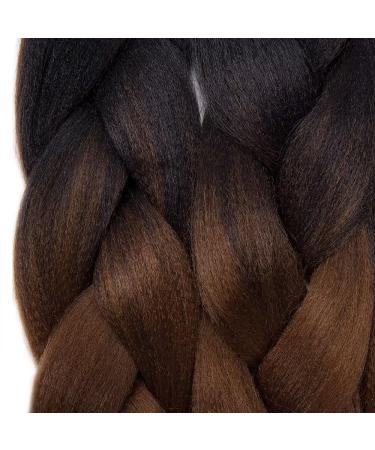 Tess Braids Extensions 60 cm - Jumbo Kanecalon Ombre Hair Braids (3 Pack) | #22 Brown/Black - 100g per Bundle - Buy Online on GoSupps.com