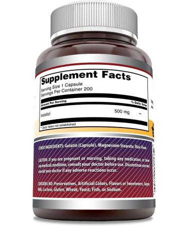 Amazing Formulas Inositol 500 mg 200 Capsules Supplement | Vitamin B8 | Non-GMO | Gluten Free | Made in USA - Buy Online on GoSupps.com