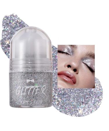 EONFAVE Roll-on Glitter Face Gel Mermaid Glitter Liquid Gel Face Glitter Face Gel for Festival Outfit Halloween Rave Party Body Face Hair and Lips(07)
