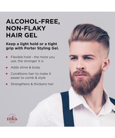 MKS Eco Porter Styling Gel for Men - Sandalwood Scent 8 oz | Flexible Hold Shine & Strength | Vegan & Cruelty-Free with Hemp Seed & Argan Oil - Buy Online on GoSupps.com