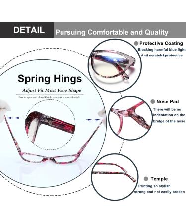 Shop 2 Pack Cat Eye Reading Glasses for Women - Blue Light Blocking Eyewear Fashionable Comfort Spring Hinges | 1.75 Pink & Purple Readers - Buy Online on GoSupps.com