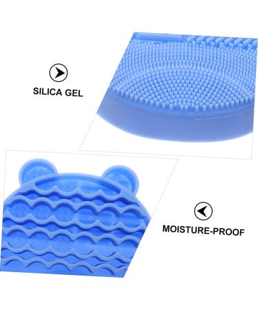 FRCOLOR Silicone Scrubbers 2 1 Makeup Brush Holder Silicone Facial Scrubber Brush Scrubber Cosmetic Brush Cleaning Mat Makeup Cleaner Mat Makeup Brush Drying Holder Silica Gel Bracket 11x10cm Blue - Buy Online on GoSupps.com