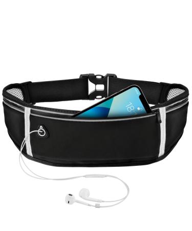 WuGU running belt running bag jogging bum bag waterproof running belt with 3 pockets adjustable running bag with night reflective tape and headphone jack for walking adjustable elastic band 1pc