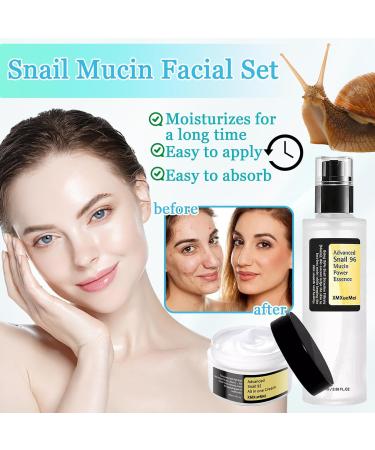 Snail Mucin Facial Set Snail Mucin Cream & Snail Mucin Serum Snail Moisturizer Hydrating Snail Serum for Face(2PCS) - Buy Online on GoSupps.com