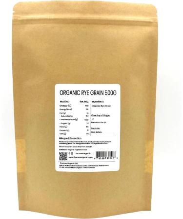 Organic Rye Grain 500g - Whole Grain, Vegan, Raw, GMO-Free - Ideal for Baking and Cooking - Thames Organic - Buy Online on GoSupps.com