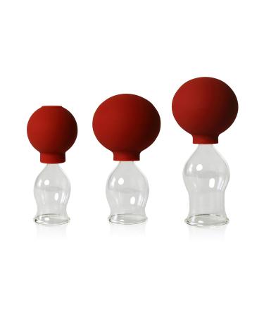 Lauschaer glass 3er cupping glass set with ball 25-30-35mm for professional medical fireless cupping ore-blown hand-shaped cupping glass cupping glass
