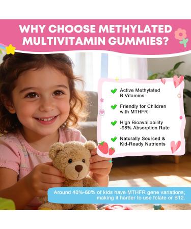 Kids Multivitamin Gummies with Omega-3 (Dha+Epa), Methylated B12 & Folate, B6, B2 & Elderberry, Vitamin D3, C, A, E, Zinc, Postbiotics, Choline | for Brain, Eye & Immune, Clean, Sugar Free, 60 Cts - Buy Online on GoSupps.com